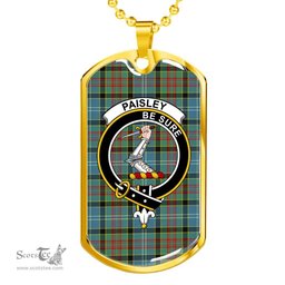 Scottish Paisley Clan Tartan Dog Tag Necklace - Crest Classic Scottish Plaid Tartan Plaid