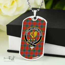 ScottishPlaid Sinclair Ancient Clan Tartan Dog Tag Necklace - Crest Classic Scottish Plaid Tartan Plaid