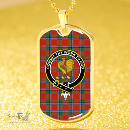 ScottishPlaid Sinclair Ancient Clan Tartan Dog Tag Necklace - Crest Classic Scottish Plaid Tartan Plaid