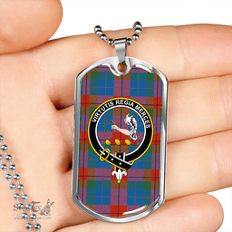 ScottishPlaid Skene of Cromar Ancient Clan Tartan Dog Tag Necklace - Crest Classic Scottish Plaid Tartan Plaid