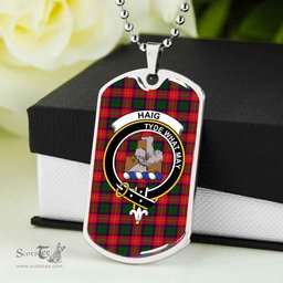 Scottish Haig Clan Tartan Dog Tag Necklace - Crest Classic Scottish Plaid Tartan Plaid