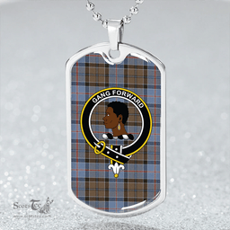 ScottishPlaid Stirling Weathered Clan Tartan Dog Tag Necklace - Crest Classic Scottish Plaid Tartan Plaid