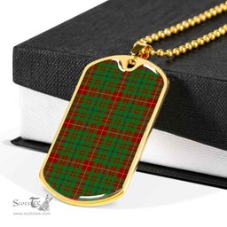 Scottish Fulton Clan Tartan Dog Tag Necklace - Classic Scottish Plaid Tartan Plaid