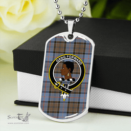 ScottishPlaid Stirling Weathered Clan Tartan Dog Tag Necklace - Crest Classic Scottish Plaid Tartan Plaid
