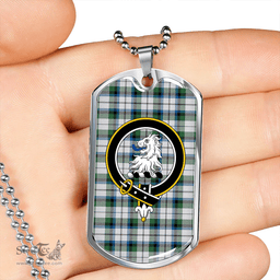ScottishPlaid MacNaughton Dress Ancient Clan Tartan Dog Tag Necklace - Crest Classic Scottish Plaid Tartan Plaid