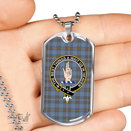 ScottishPlaid Miller Weathered Clan Tartan Dog Tag Necklace - Crest Classic Scottish Plaid Tartan Plaid