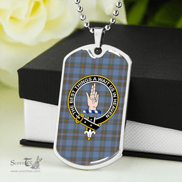 ScottishPlaid Miller Weathered Clan Tartan Dog Tag Necklace - Crest Classic Scottish Plaid Tartan Plaid