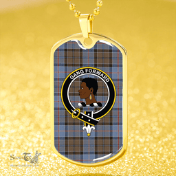 ScottishPlaid Stirling Weathered Clan Tartan Dog Tag Necklace - Crest Classic Scottish Plaid Tartan Plaid