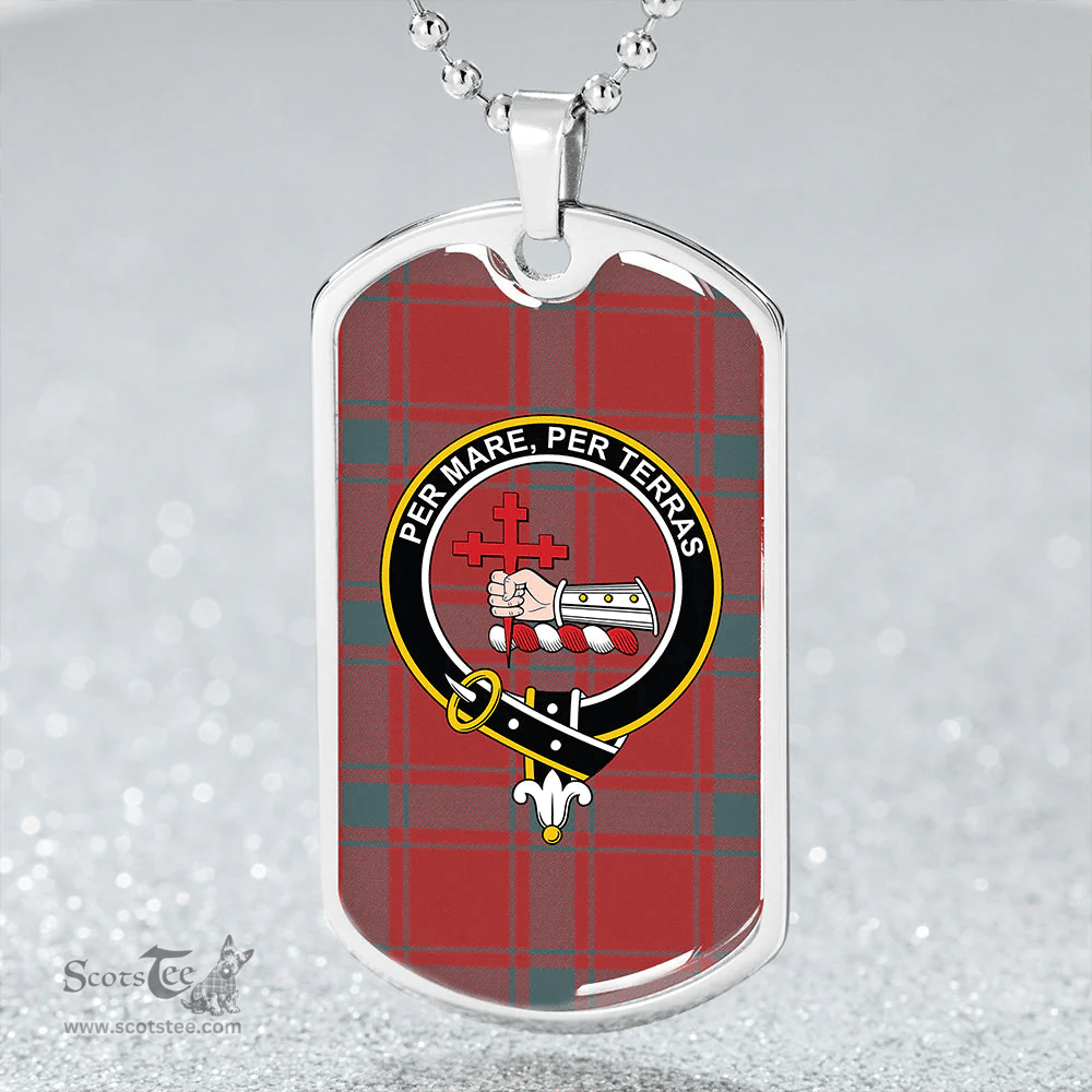 ScottishPlaid MacDonald of Sleat (Donald Lord MacDonald) Weathered Clan Tartan Dog Tag Necklace - Crest Classic Scottish Plaid Tartan Plaid