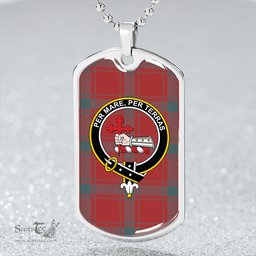 ScottishPlaid MacDonald of Sleat (Donald Lord MacDonald) Weathered Clan Tartan Dog Tag Necklace - Crest Classic Scottish Plaid Tartan Plaid