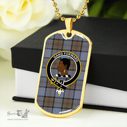 ScottishPlaid Stirling Weathered Clan Tartan Dog Tag Necklace - Crest Classic Scottish Plaid Tartan Plaid