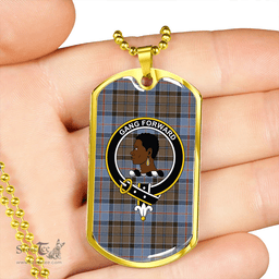 ScottishPlaid Stirling Weathered Clan Tartan Dog Tag Necklace - Crest Classic Scottish Plaid Tartan Plaid