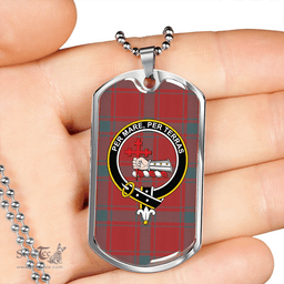 ScottishPlaid MacDonald of Sleat (Donald Lord MacDonald) Weathered Clan Tartan Dog Tag Necklace - Crest Classic Scottish Plaid Tartan Plaid