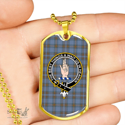 ScottishPlaid Miller Weathered Clan Tartan Dog Tag Necklace - Crest Classic Scottish Plaid Tartan Plaid
