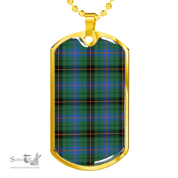 Scottish Davidson Ancient Clan Tartan Dog Tag Necklace - Classic Scottish Plaid Tartan Plaid
