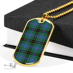 Scottish Davidson Ancient Clan Tartan Dog Tag Necklace - Classic Scottish Plaid Tartan Plaid