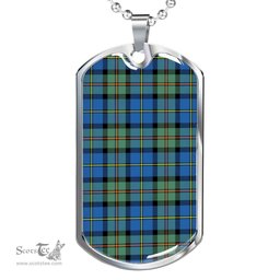 Scottish MacLeod of Harris Ancient Clan Tartan Dog Tag Necklace - Classic Scottish Plaid Tartan Plaid