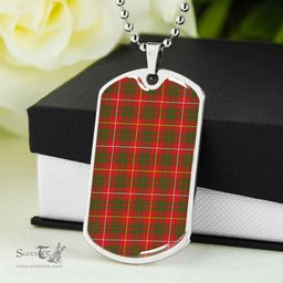 Scottish Bruce Modern Clan Tartan Dog Tag Necklace - Classic Scottish Plaid Tartan Plaid