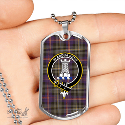 ScottishPlaid Malcolm 1840 Weathered Clan Tartan Dog Tag Necklace - Crest Classic Scottish Plaid Tartan Plaid