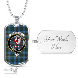 Scottish Cockburn Clan Tartan Dog Tag Necklace - Crest Classic Scottish Plaid Tartan Plaid