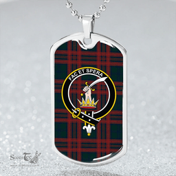 ScottishPlaid Matheson Hunting (Highland Society of London) Modern Clan Tartan Dog Tag Necklace - Crest Classic Scottish Plaid Tartan Plaid