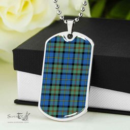 Scottish MacLeod of Harris Ancient Clan Tartan Dog Tag Necklace - Classic Scottish Plaid Tartan Plaid