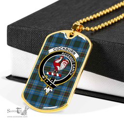 Scottish Cockburn Clan Tartan Dog Tag Necklace - Crest Classic Scottish Plaid Tartan Plaid
