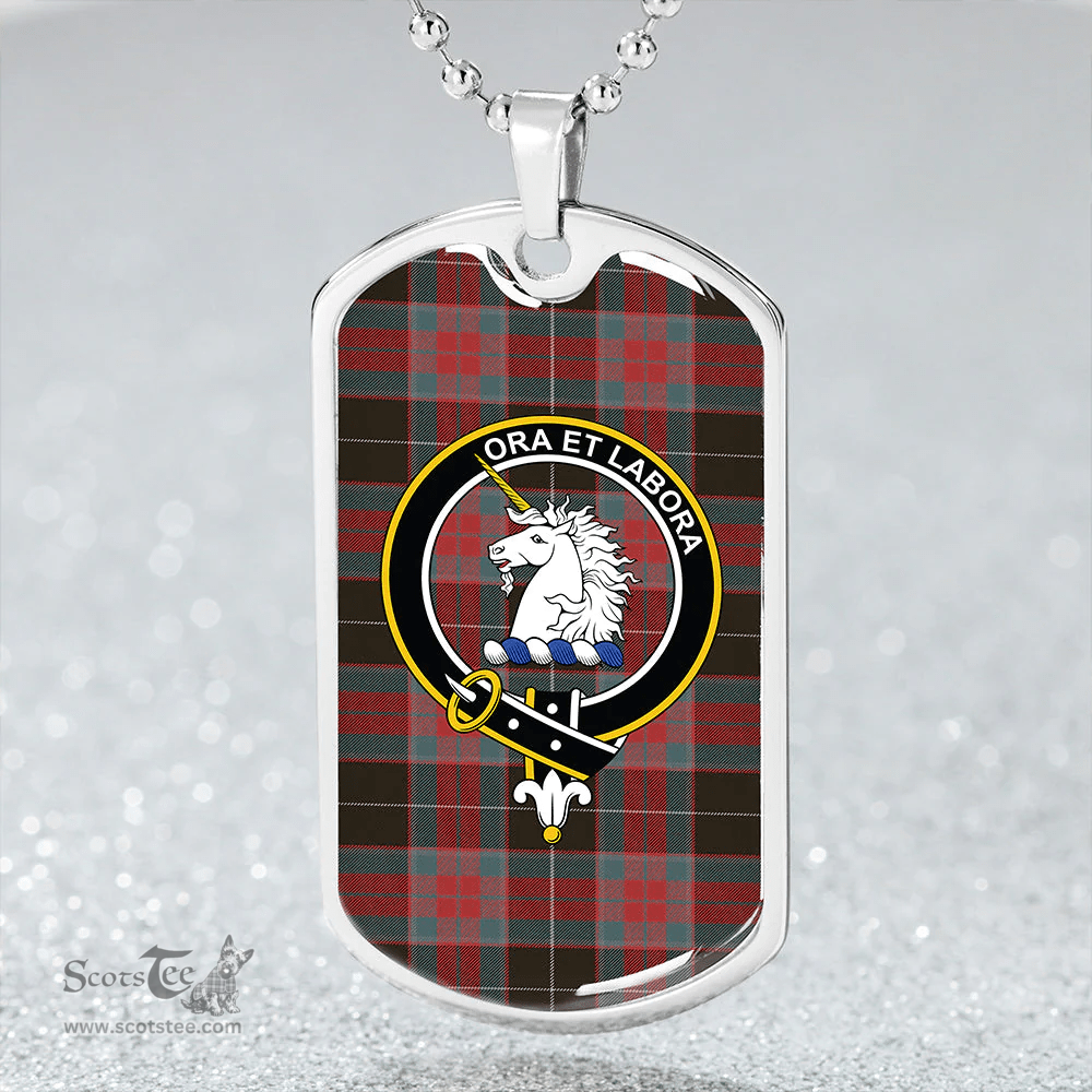 ScottishPlaid Ramsay Green Weathered Clan Tartan Dog Tag Necklace - Crest Classic Scottish Plaid Tartan Plaid