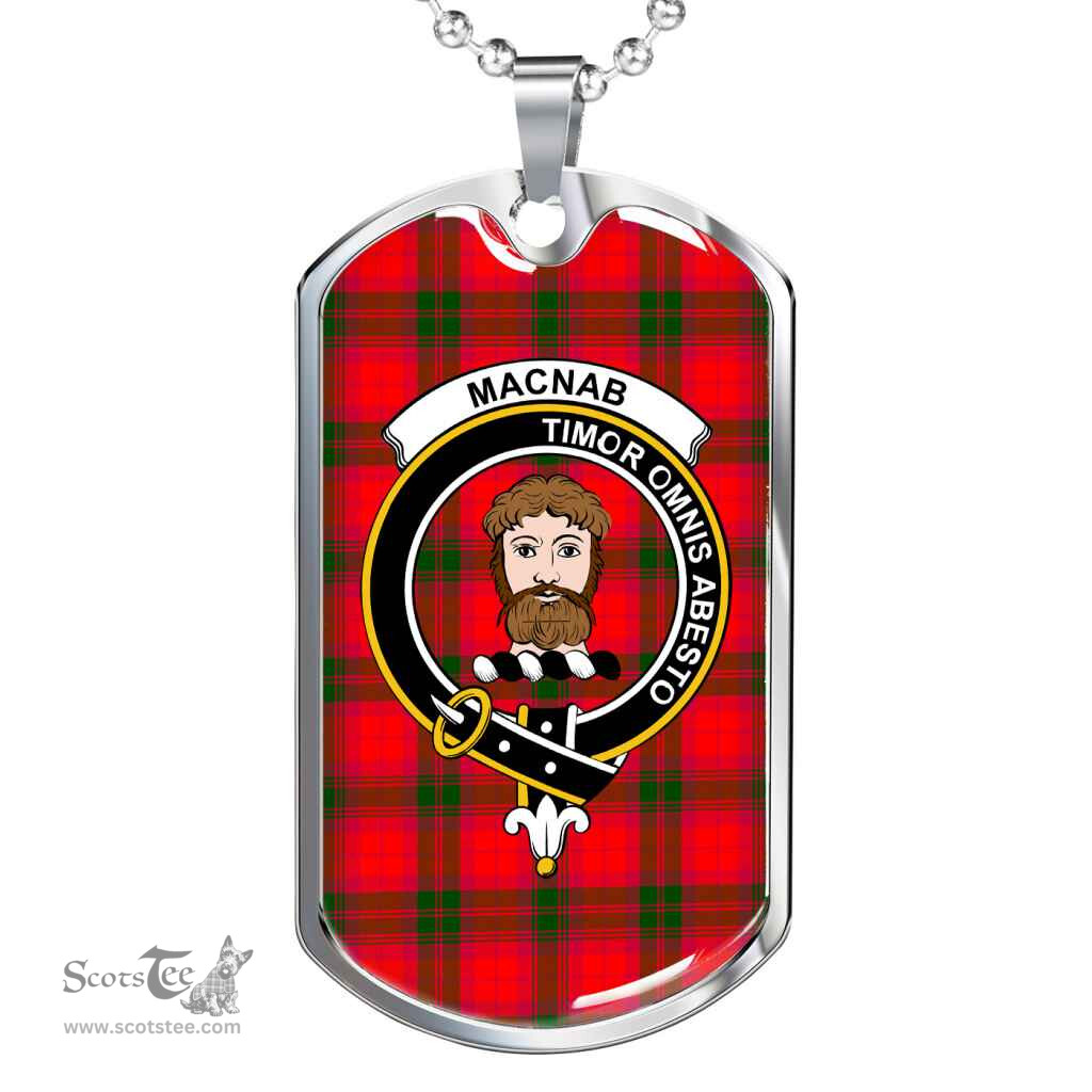 Scottish MacNab Clan Tartan Dog Tag Necklace - Crest Classic Scottish Plaid Tartan Plaid