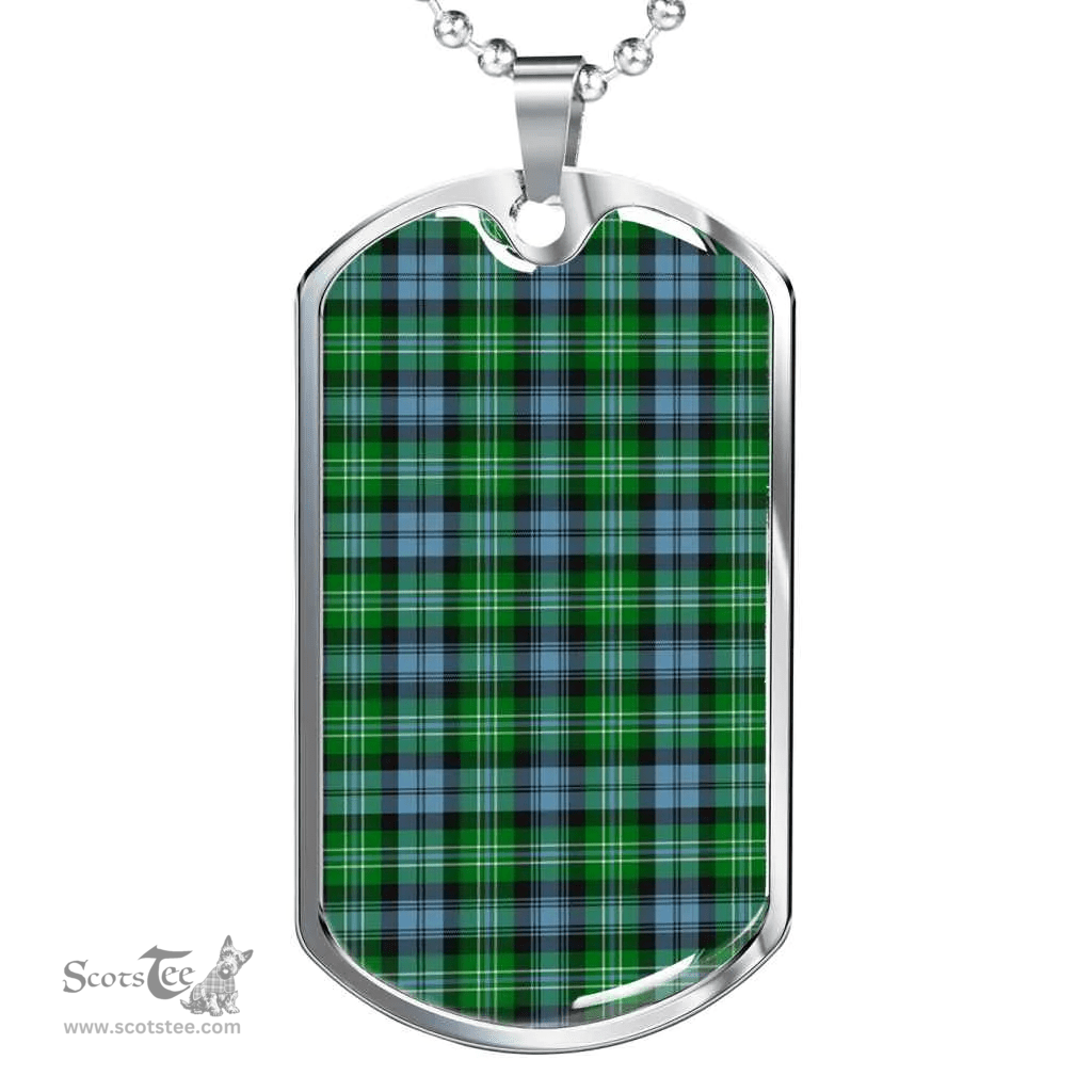 Scottish Arbuthnot Ancient Clan Tartan Dog Tag Necklace - Classic Scottish Plaid Tartan Plaid