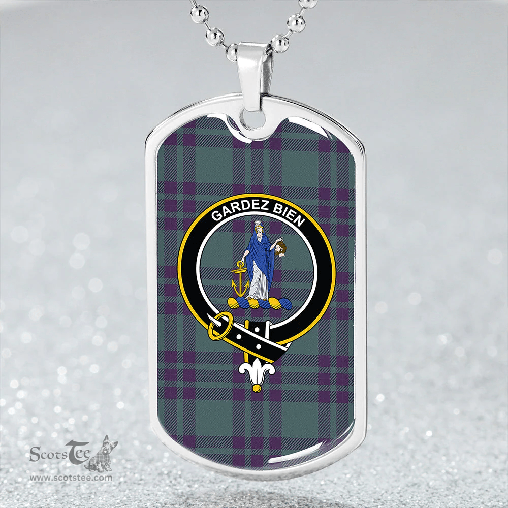 ScottishPlaid Montgomery (Vestiarium Scoticum) (Montgomery Blue Green) Weathered Clan Tartan Dog Tag Necklace - Crest Classic Scottish Plaid Tartan Plaid