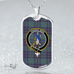 ScottishPlaid Montgomery (Vestiarium Scoticum) (Montgomery Blue Green) Weathered Clan Tartan Dog Tag Necklace - Crest Classic Scottish Plaid Tartan Plaid
