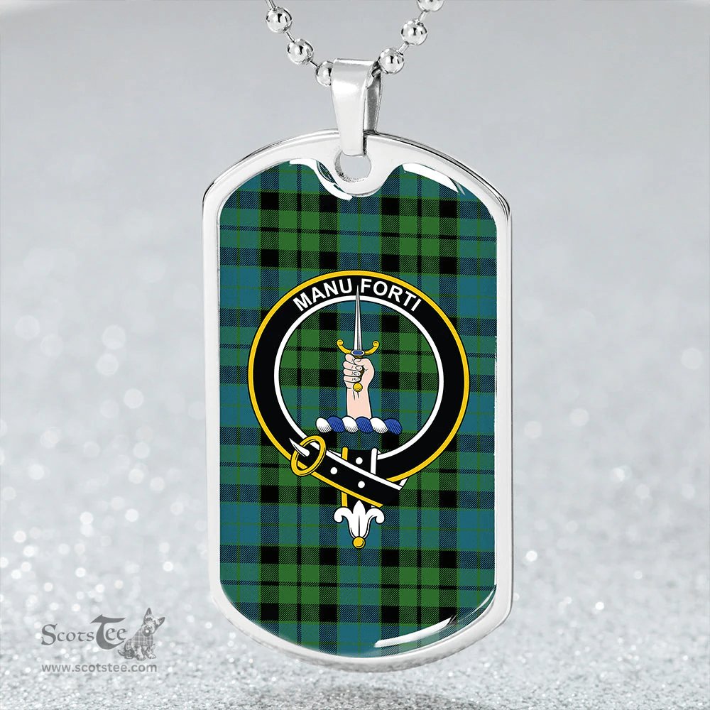 ScottishPlaid MacKay Ancient Clan Tartan Dog Tag Necklace - Crest Classic Scottish Plaid Tartan Plaid