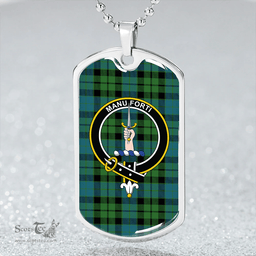 ScottishPlaid MacKay Ancient Clan Tartan Dog Tag Necklace - Crest Classic Scottish Plaid Tartan Plaid