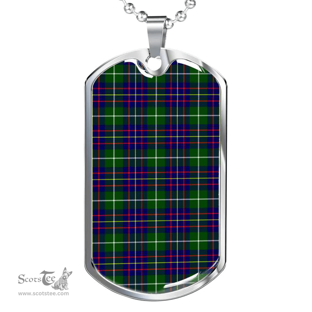 Scottish Inglis Modern Clan Tartan Dog Tag Necklace - Classic Scottish Plaid Tartan Plaid