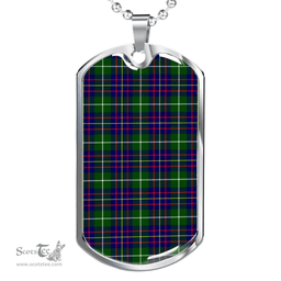 Scottish Inglis Modern Clan Tartan Dog Tag Necklace - Classic Scottish Plaid Tartan Plaid