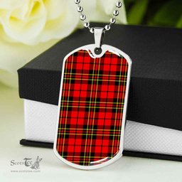 Scottish Brodie Modern Clan Tartan Dog Tag Necklace - Classic Scottish Plaid Tartan Plaid