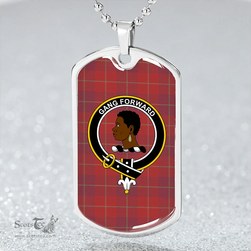 ScottishPlaid Stirling of Keir Weathered Clan Tartan Dog Tag Necklace - Crest Classic Scottish Plaid Tartan Plaid