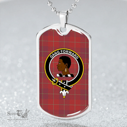 ScottishPlaid Stirling of Keir Weathered Clan Tartan Dog Tag Necklace - Crest Classic Scottish Plaid Tartan Plaid