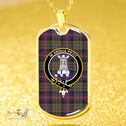 ScottishPlaid Malcolm 1840 Weathered Clan Tartan Dog Tag Necklace - Crest Classic Scottish Plaid Tartan Plaid