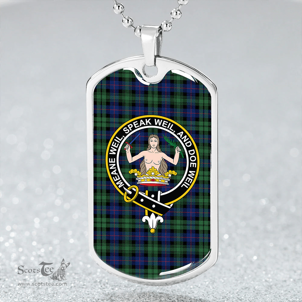 ScottishPlaid Urquhart (Smibert) Modern Clan Tartan Dog Tag Necklace - Crest Classic Scottish Plaid Tartan Plaid