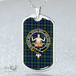ScottishPlaid Urquhart (Smibert) Modern Clan Tartan Dog Tag Necklace - Crest Classic Scottish Plaid Tartan Plaid