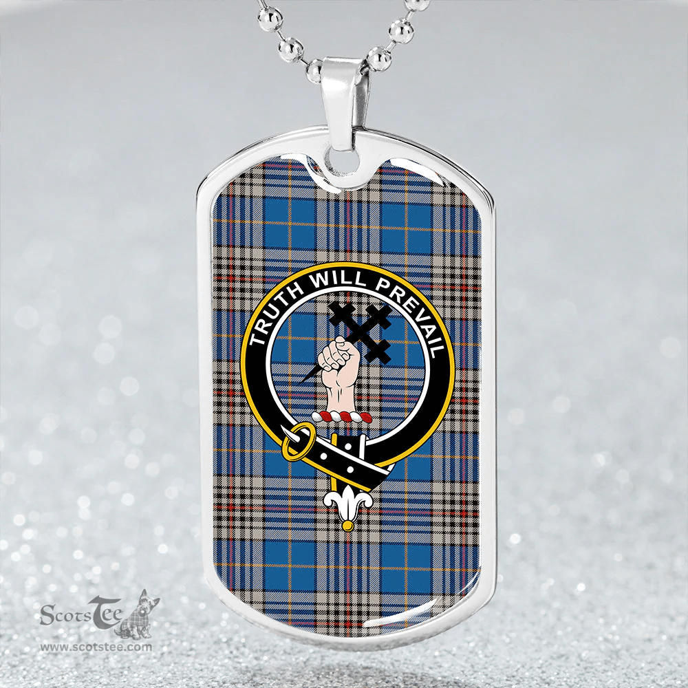 ScottishPlaid Thompson Variant (Thomson Variant) Ancient Clan Tartan Dog Tag Necklace - Crest Classic Scottish Plaid Tartan Plaid