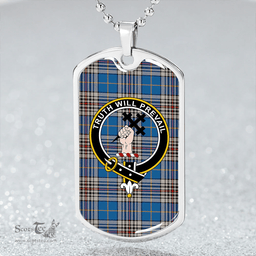 ScottishPlaid Thompson Variant (Thomson Variant) Ancient Clan Tartan Dog Tag Necklace - Crest Classic Scottish Plaid Tartan Plaid