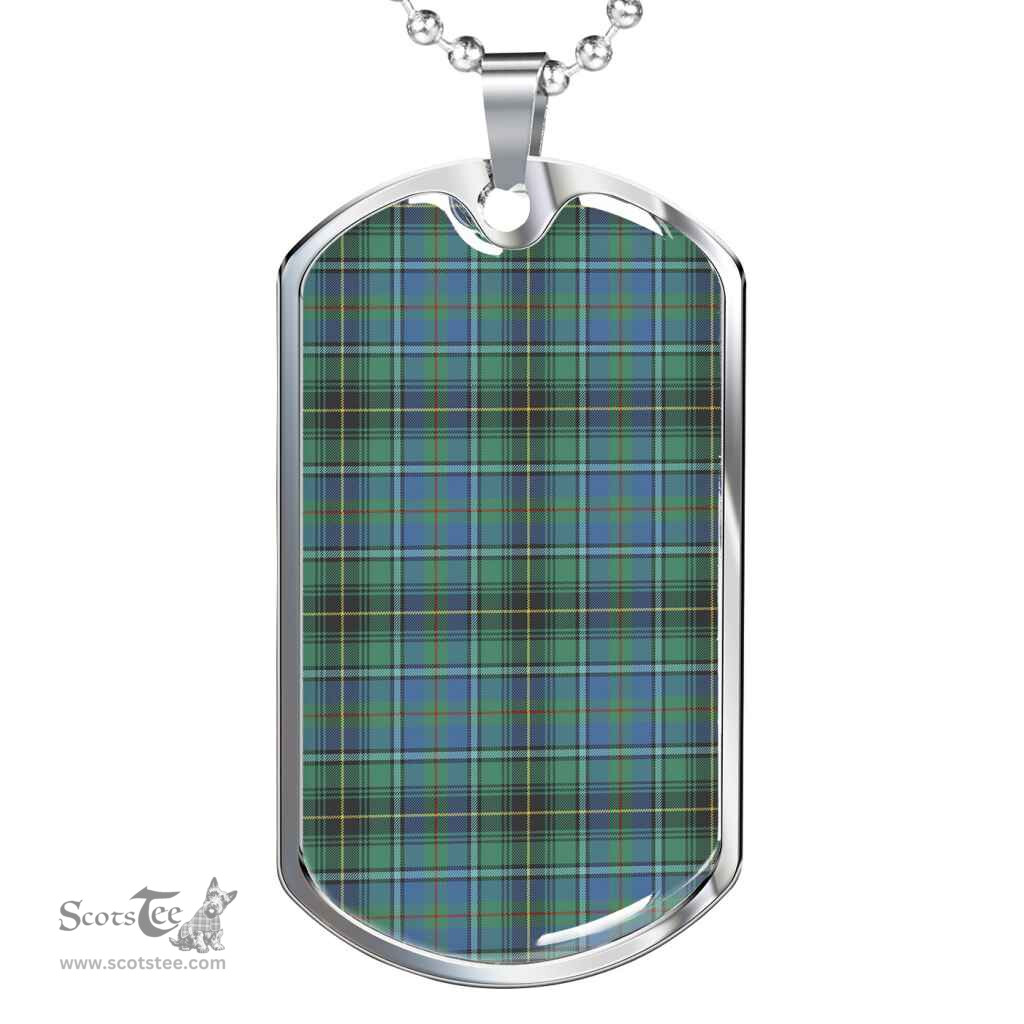 Scottish MacInnes Ancient Clan Tartan Dog Tag Necklace - Classic Scottish Plaid Tartan Plaid