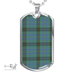 Scottish MacInnes Ancient Clan Tartan Dog Tag Necklace - Classic Scottish Plaid Tartan Plaid