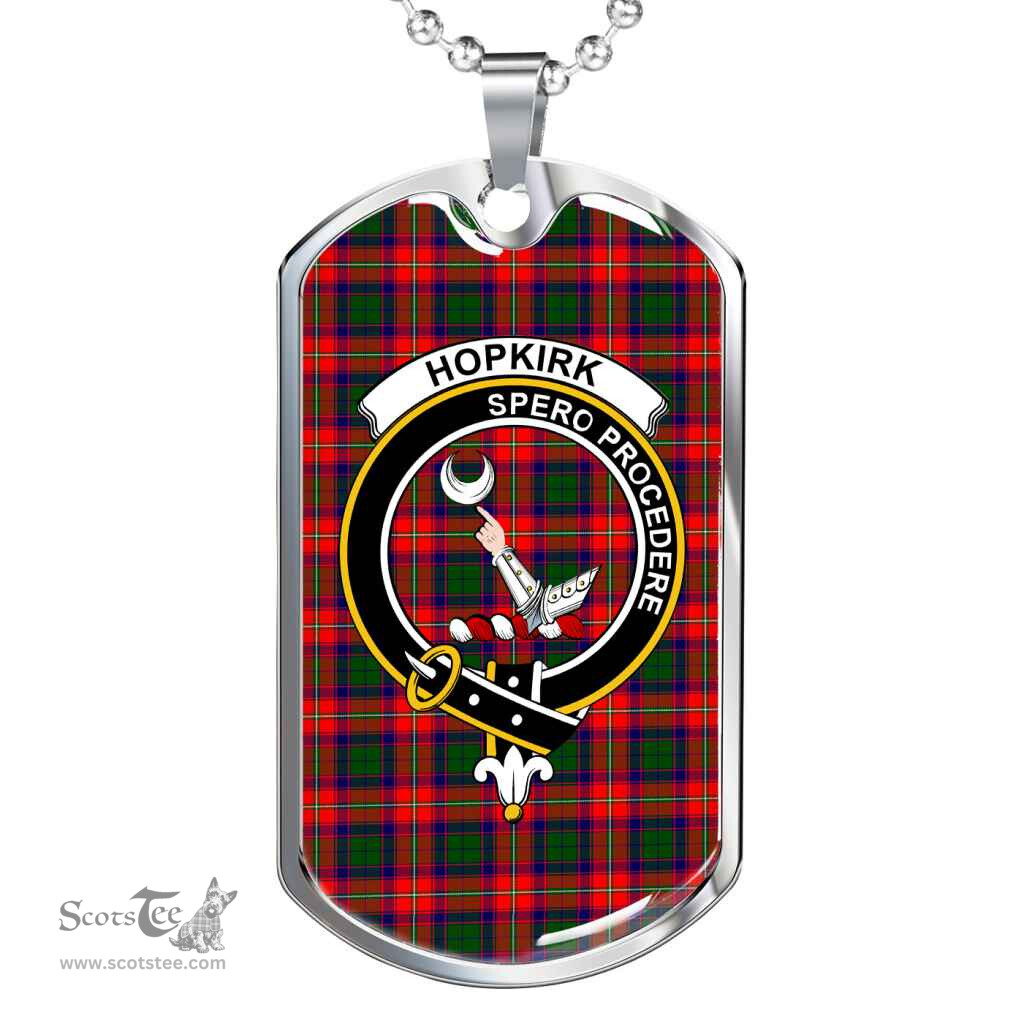 Scottish Hopkirk Clan Tartan Dog Tag Necklace - Crest Classic Scottish Plaid Tartan Plaid
