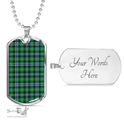 Scottish Arbuthnot Ancient Clan Tartan Dog Tag Necklace - Classic Scottish Plaid Tartan Plaid