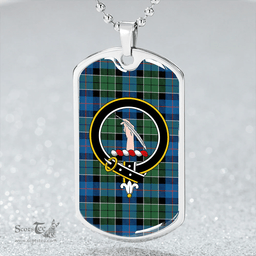 ScottishPlaid Syme Ancient Clan Tartan Dog Tag Necklace - Crest Classic Scottish Plaid Tartan Plaid