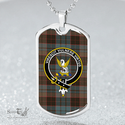 ScottishPlaid Stewart Old Weathered Clan Tartan Dog Tag Necklace - Crest Classic Scottish Plaid Tartan Plaid